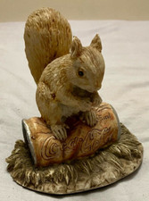 Vintage Porcelain Squirrel On Coke Can Figurine Ornament