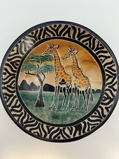 African Kenya Bowl Dish Giraffes Tree Tribal Decorative 6 Inches Made In Kenya
