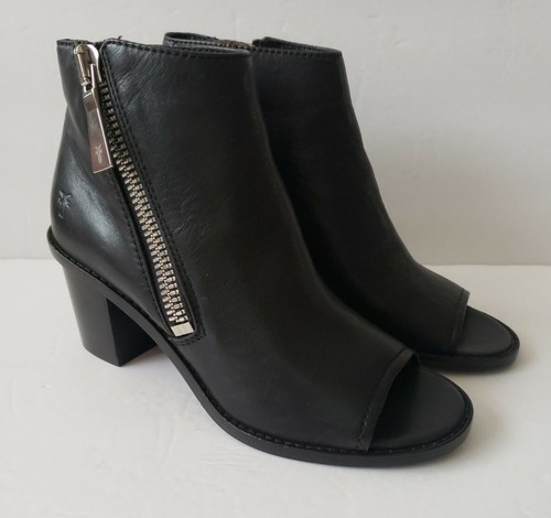 NEW FRYE Brielle Zip Peep Bootie Womens 5.5 Leather Ankle Boots $298 - Picture 3 of 9