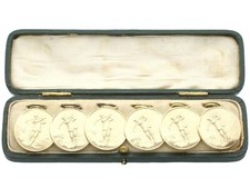 Antique Set of Six 9ct Yellow Gold Golf Buttons Circa 1910