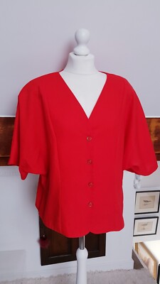 Vintage Elite korallenrote Jacke Polyviskose Übergröße 24
