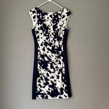 Lauren Ralph Lauren Office Siren Academia Abstract Ruched Sheath Dress 6 Navy