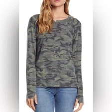 NWT Michael Stars Madison Brushed Sweater in Army Green Camo - Size XS P
