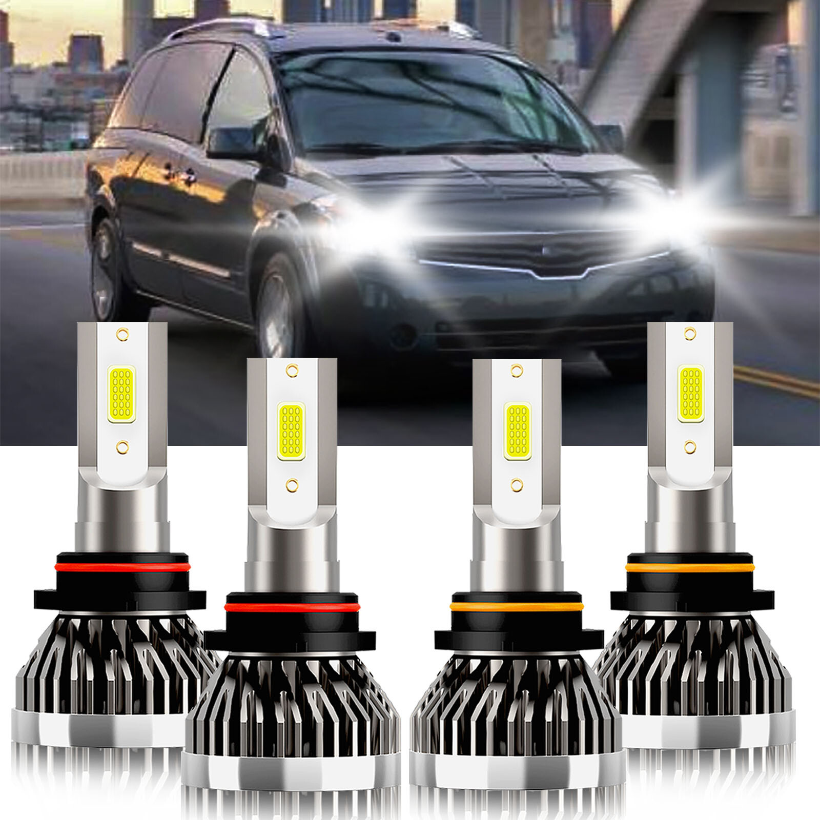 For Nissan Quest 2004-2009 LED Headlight Car Bulbs 9005 9006 Bright White 6000K