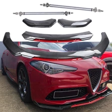 Front Bumper Lip Spoiler Splitter Strut Rods Carbon Fiber For Alfa Romeo Giulia/