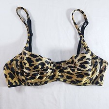 Victoria's Secret Second Skin Satin Padded Lined Bra 34B Gold Leopard