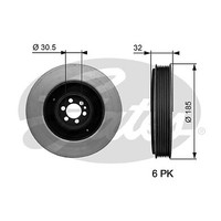 Gates TVD1042 Belt Pulley, Crankshaft For Alfa Romeo Fiat Lancia