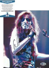 ALICE COOPER SIGNED 8x10 PHOTO ROCK SINGER SCHOOL'S OUT H PROOF BECKETT COA BAS