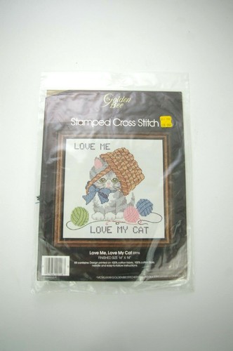Golden Bee gestempelt Kreuzstich Kit Love Me Love My Cat 14"x14" #20116 - Bild 1 von 4