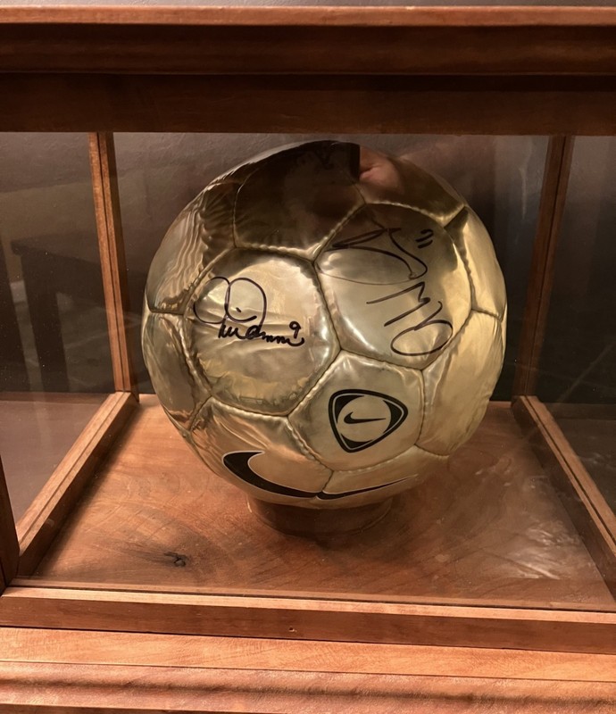 Abby Wambach and Mia Hamm Signed Soccer Ball with Display Case