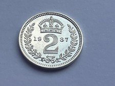 Coin George VI Maundy Two 2 Pence 2D 1937 Silver Proof 0.94 g  13 mm KM# 847