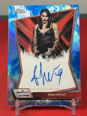 Rhea Ripley 2026 Topps Chrome WWE Red Brand Auto Blue Refractor /150 