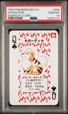 1996 POKEMON RED VERSION PLAYING CARDS QUEEN OF CLUBS #058 GROWLITHE PSA 10