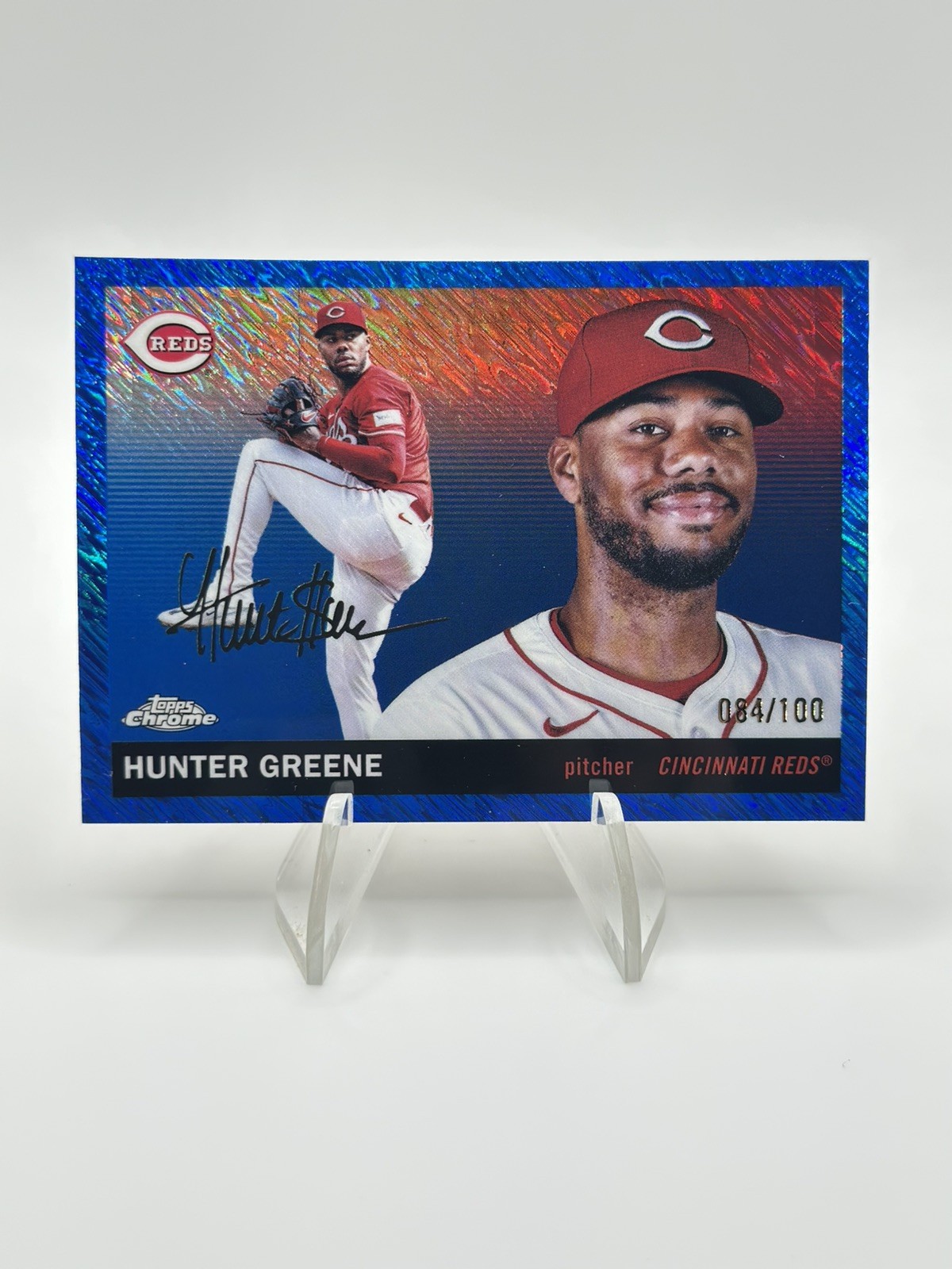 HUNTER GREENE 2025 Topps Chrome Platinum #71 Blue Shimmer /100 Cincinnati Reds