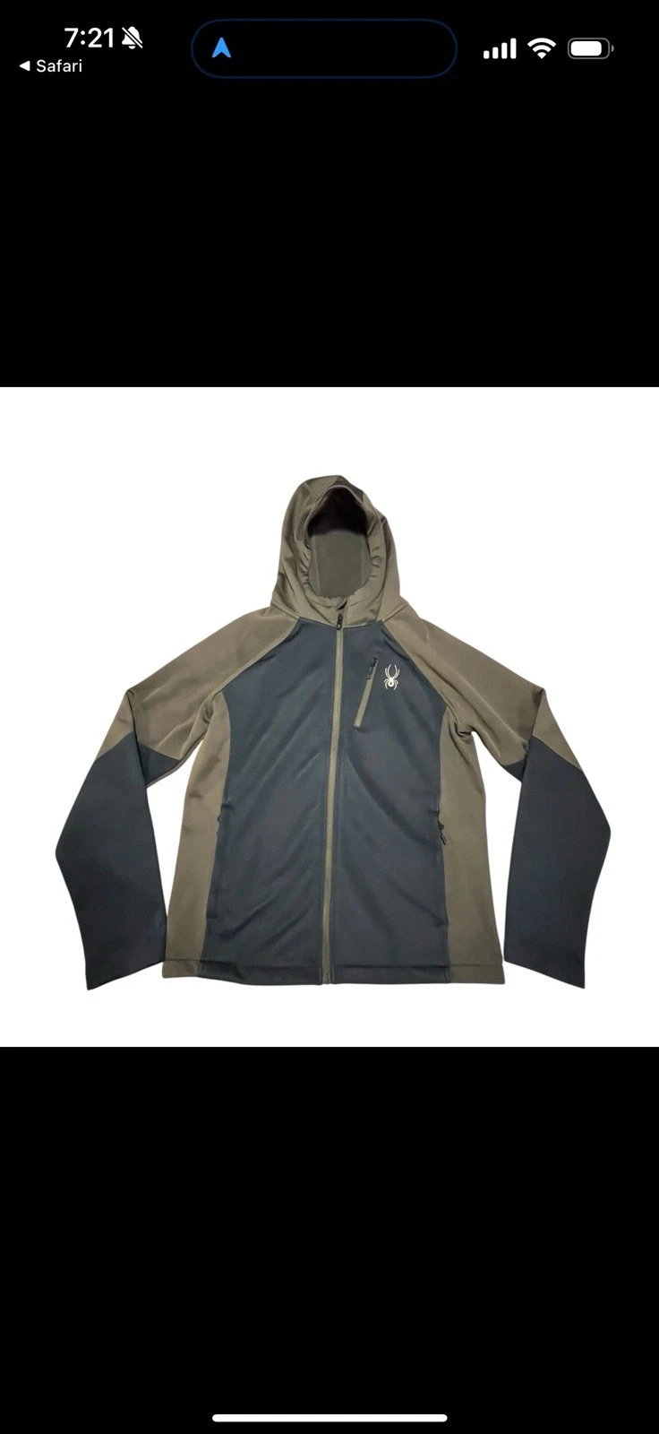 Spyder Jacket Mens XL Blue Gray Soft Shell Fleece Lined Hooded Full Zip SPFFM193