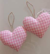 Cuori shabby Rosa vichy Decorazioni Da Appendere Handmade