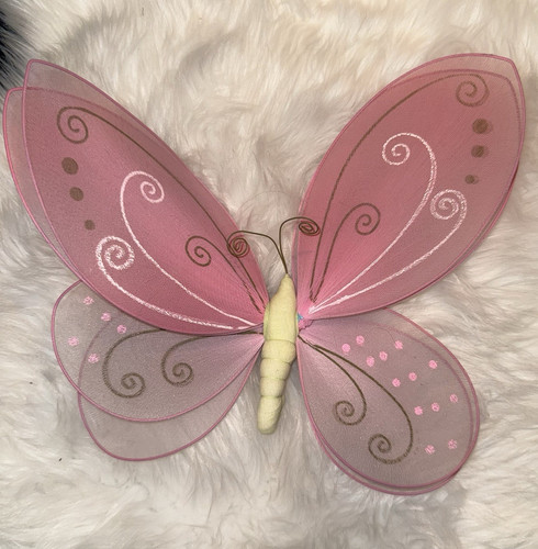Vintage Pink Butterfly Nursery Wall Decor – 3D Fabric Wall Hanging – FairyCore