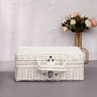 Rattan-like Finishing Box Woven Rattan Basket Retro Storage Box Decorative Props