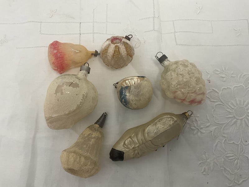 7 Antique W German Blown Glass Christmas  ornaments