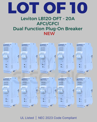 LEVITON LB120-DFT 20A AFCI GFCI DUAL FUNCTION PLUG-ON BREAKER NEW LOT OF 10