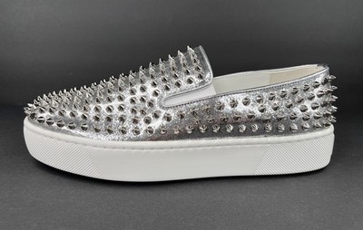 Christian Louboutin Spikeboat Metallic Leather Spikes Men Sneakers EU 45 - US 12