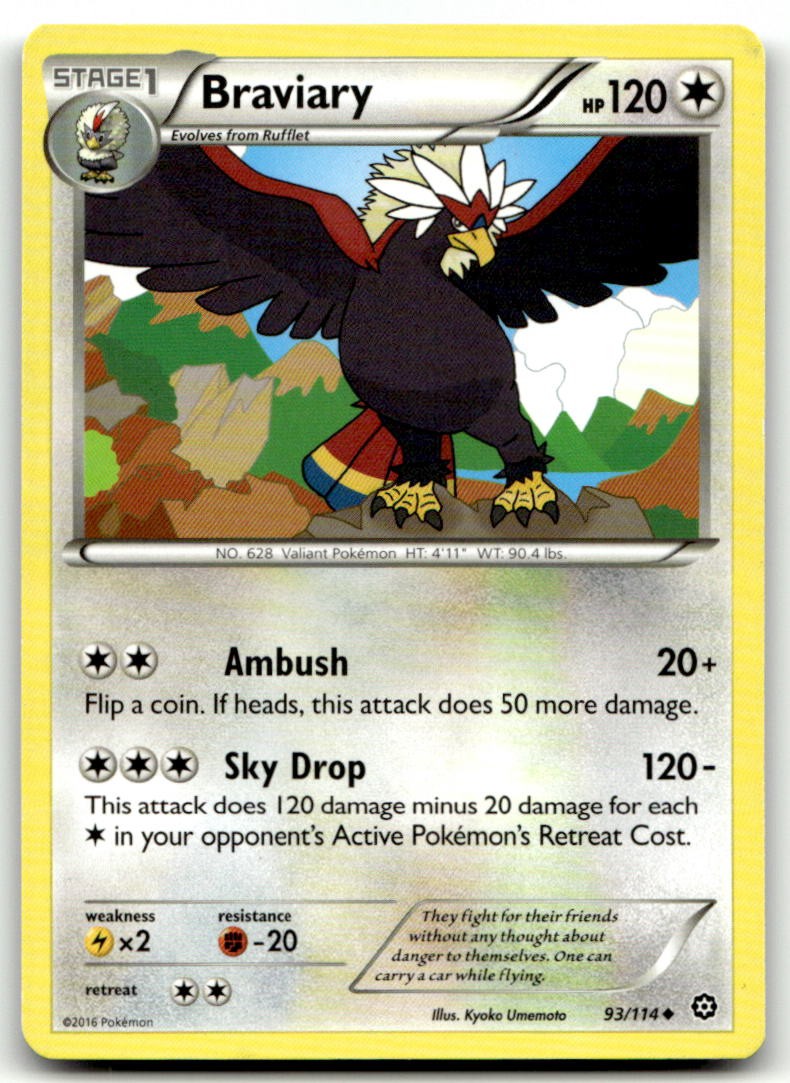 Braviary 93/114 Uncommon Steam Siege Pokemon Moderately Played