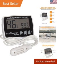IncuTherm Plus Digital Thermometer and Hygrometer for Egg Incubator - Large D...