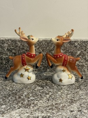 Christopher Radko Shiny Brite Reindeer Holiday Salt & Pepper Shaker Set