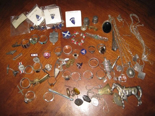 Group Lot Vintage Antique Sterling Silver Jewelry Ring Brooch Scrap Pieces