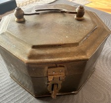 Antike Messingdose mit Deckel Vintage Schmuckdose 8-eckig
