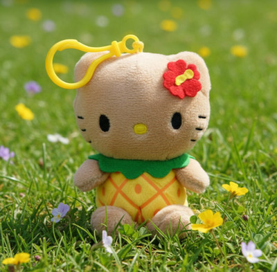 NWT Hawaii Edition Hello Kitty By Sanrio Plush Keychain, Pineapple  4.5''