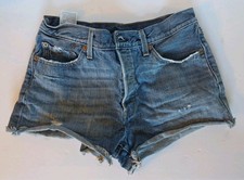 Levi's 501 Button Fly Destroyed Cutoff Denim Short Shorts Womens Size 28