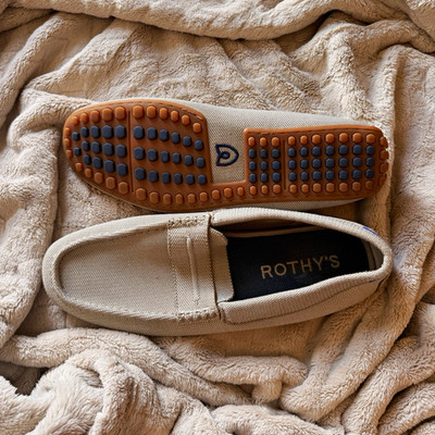 Rothy's Beige Knit Loafer Flats Slip-On Round Toe Rubber Sole Comfort US 12
