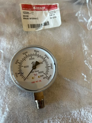 #ad UL LISTED 550 0248 ACE GLASS Pressure Gauge BRASS 0 4000psi $35.00