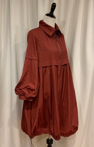 IC Collection Bubble Hem Long Zip Front Jacket, Rust Color, Small - Picture 4 of 8