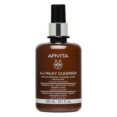 Apivita 3 in 1 Face & Eyes Milky Cleanser 300ml, 97% Natural,Honey,Chamomile