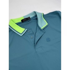 125 G/FORE Tech Pique Two Tone Banded Sleeve Golf Polo - Blue / Green - M