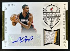 2014-15 Panini National Treasures Chris Bosh Material Patch Auto #/10 Heat