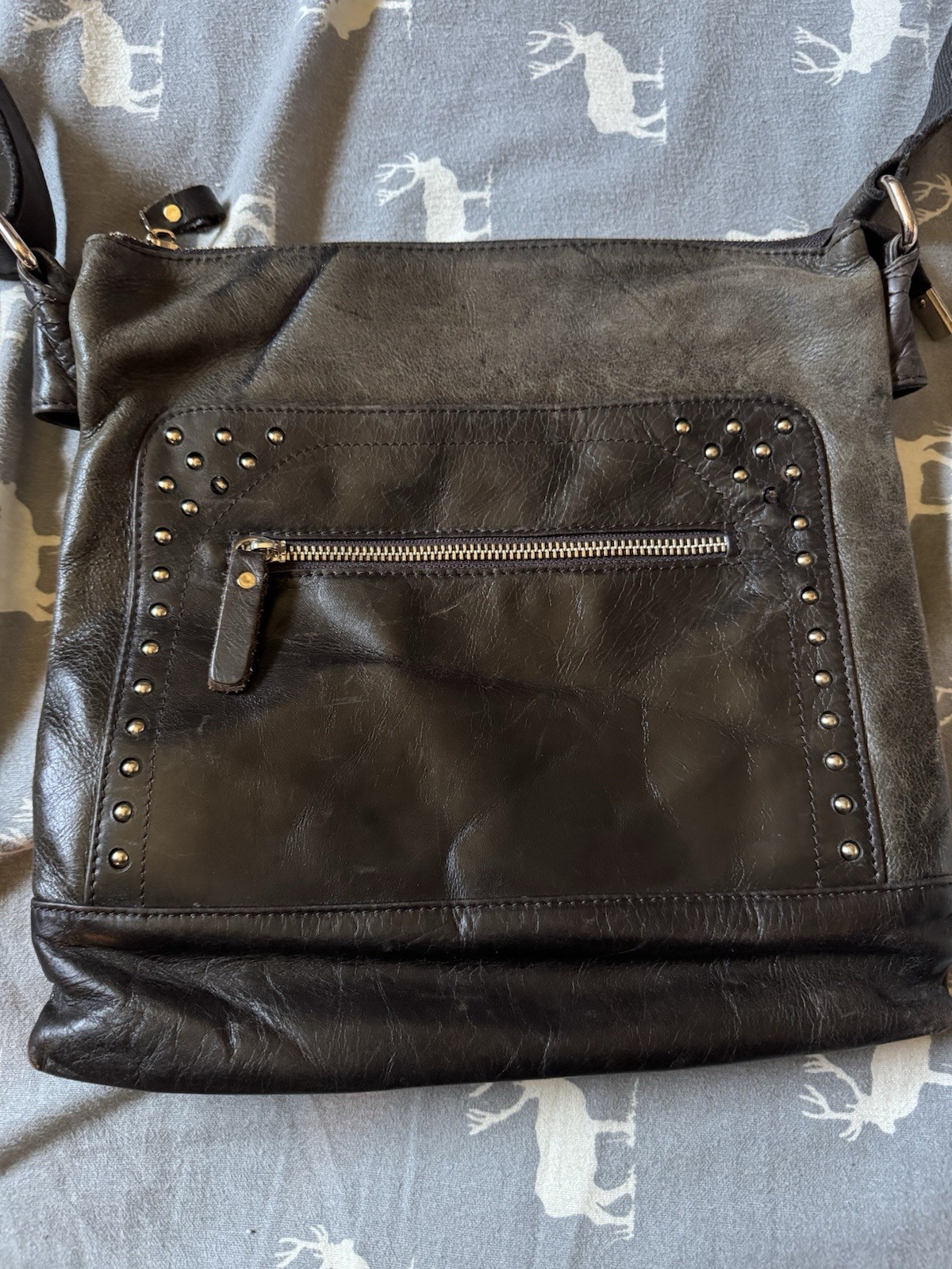 Ameri Leather Cross Body Purse, Real Leather, Bea… - image 3