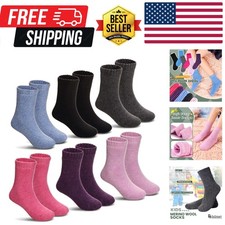 Children's Winter Warm Wool Solid Color Socks Kids Boy Girls Hiking Thermal B...