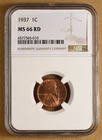 1937 P Lincoln Wheat Penny NGC MS66RD