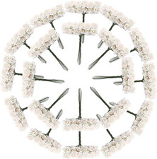 144Pcs Mini Paper Flowers,Mulberry Paper 1/2" Artificial Rose Flower with Stem f