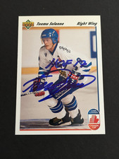 TEEMU SELANNE 1991 UPPER DECK AUTOGRAPHED ROOKIE CARD JSA AUTHENTICATED. rookie card picture