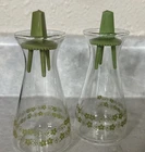 Vtg. Pyrex Corelle Spring Blossom Crazy Daisy Green Salt & Pepper Shakers Set