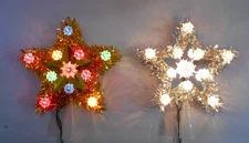 Star Tree Toppers 11 Lights/w Tinsel/Gold multi lts OR Silver clr lts medium siz