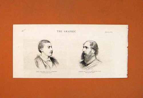 Old Antique Print Portrait Lieutenant Charteris General Chatterton 1874 19th