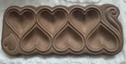 HARTSTONE POTTERY LARGE COOKIE WAX Soap Mold Press 6 Hearts Brown Stoneware