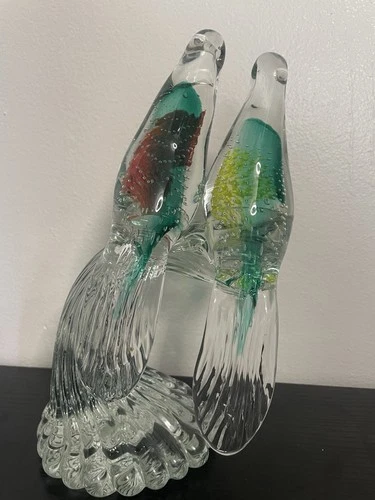 Vintage Murano Controlled Bubble Glass Parrots