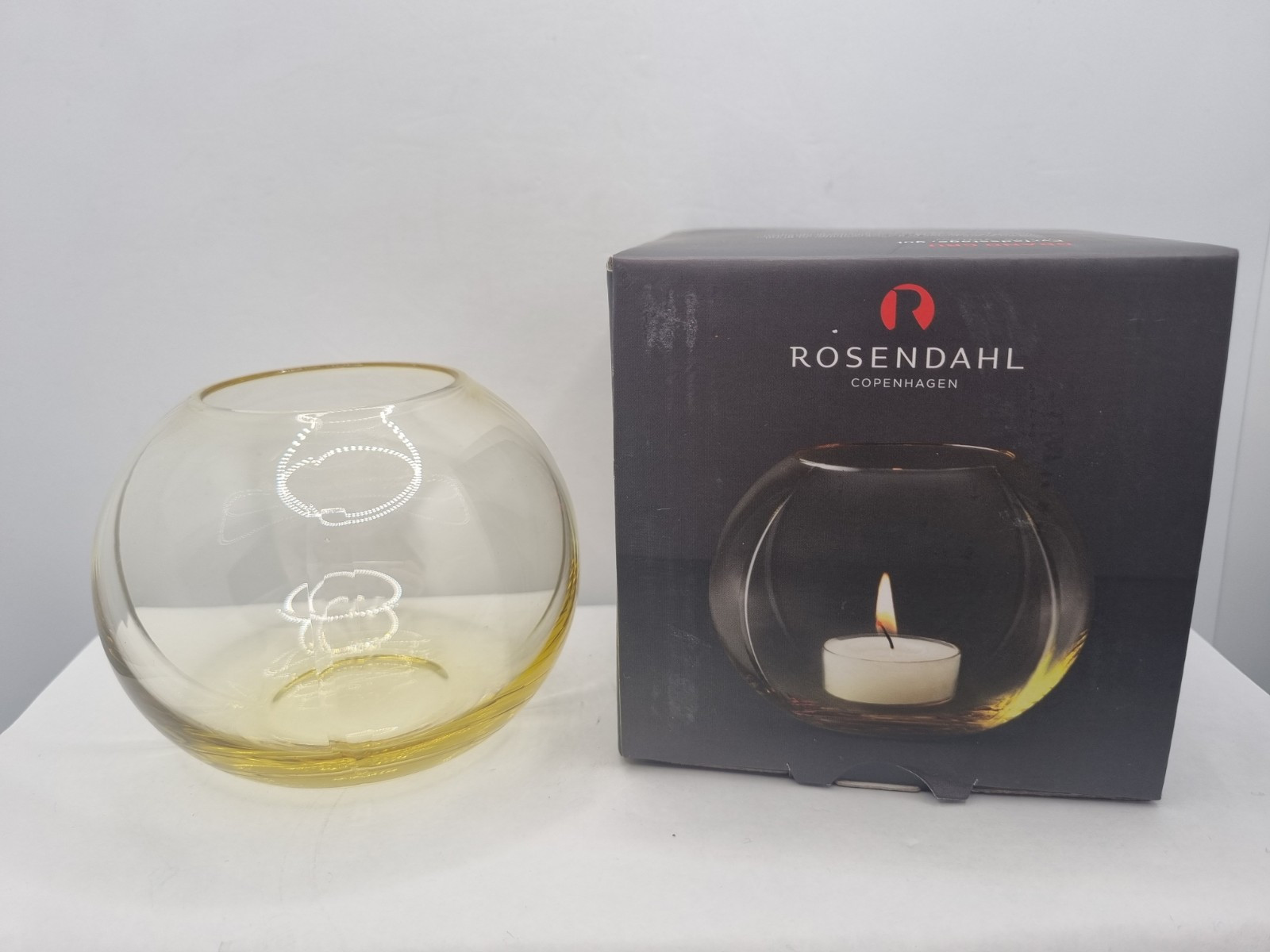 Rosendahl Grand Cru Votive Yellow Tealight Holder Copenhagen Danish Glass