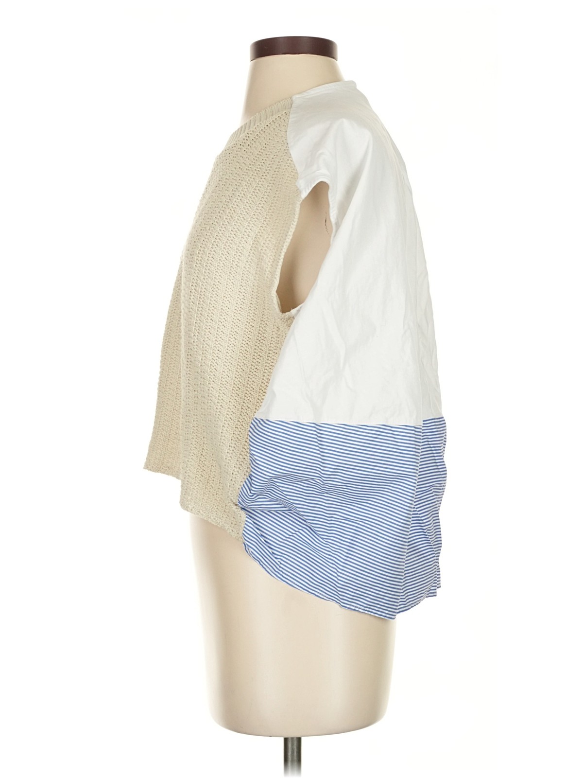 Zara Women Ivory Sleeveless T-Shirt S thumbnail 4